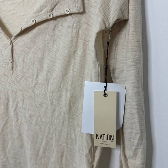 NEW Nation LTD 100% Pima Cotton Long Sleeve Top Size Medium Pearl Ivory Harlow - Picture 2 of 8